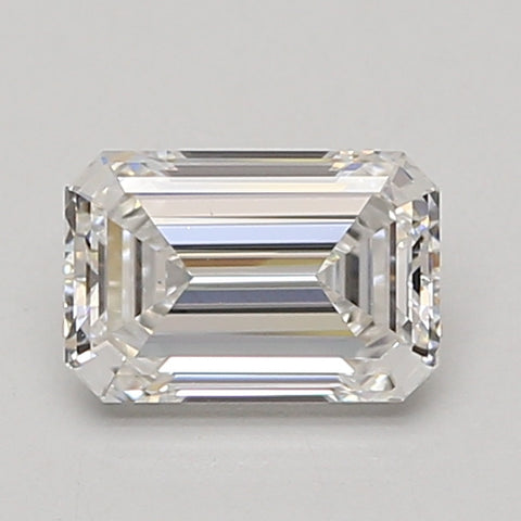 Emerald-cut lab-grown diamond loose stone, 1.22 carat, with faceted surfaces and clear transparency.