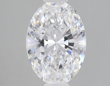 Oval-cut lab-grown diamond with brilliant faceting and light refraction displayed against a neutral gray background.