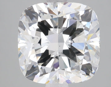 Cushion-cut lab-grown diamond with brilliant faceting and light refraction patterns displayed against a neutral background.