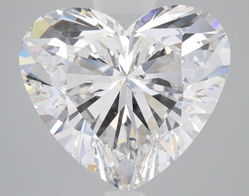 Heart-shaped lab-grown diamond with brilliant faceting and light refraction on neutral gray background.