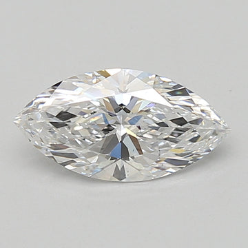 Marquise cut diamond with faceted surface and light reflections on neutral background.