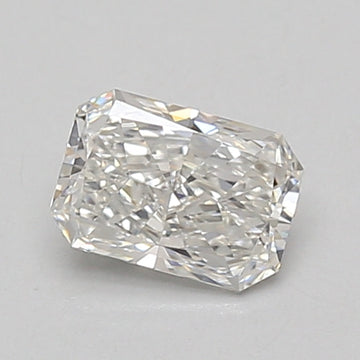 Radiant cut lab-grown diamond loose stone with faceted surface and clear appearance on neutral background.