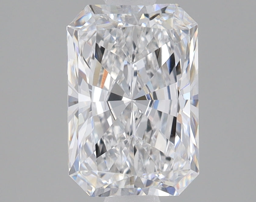 1.6 carat radiant cut lab-grown diamond with faceted surfaces reflecting light, displayed on neutral background.