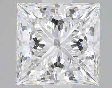 Princess-cut lab-grown diamond with faceted surface displaying light refraction and sparkle.