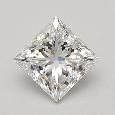 Princess-cut lab-grown diamond, 1.06 carat, displaying faceted surfaces and light refraction.