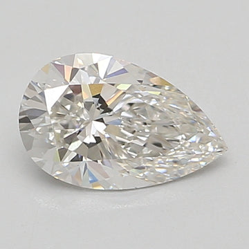 Pear-shaped lab-grown diamond with clear faceting and light reflections on neutral background.