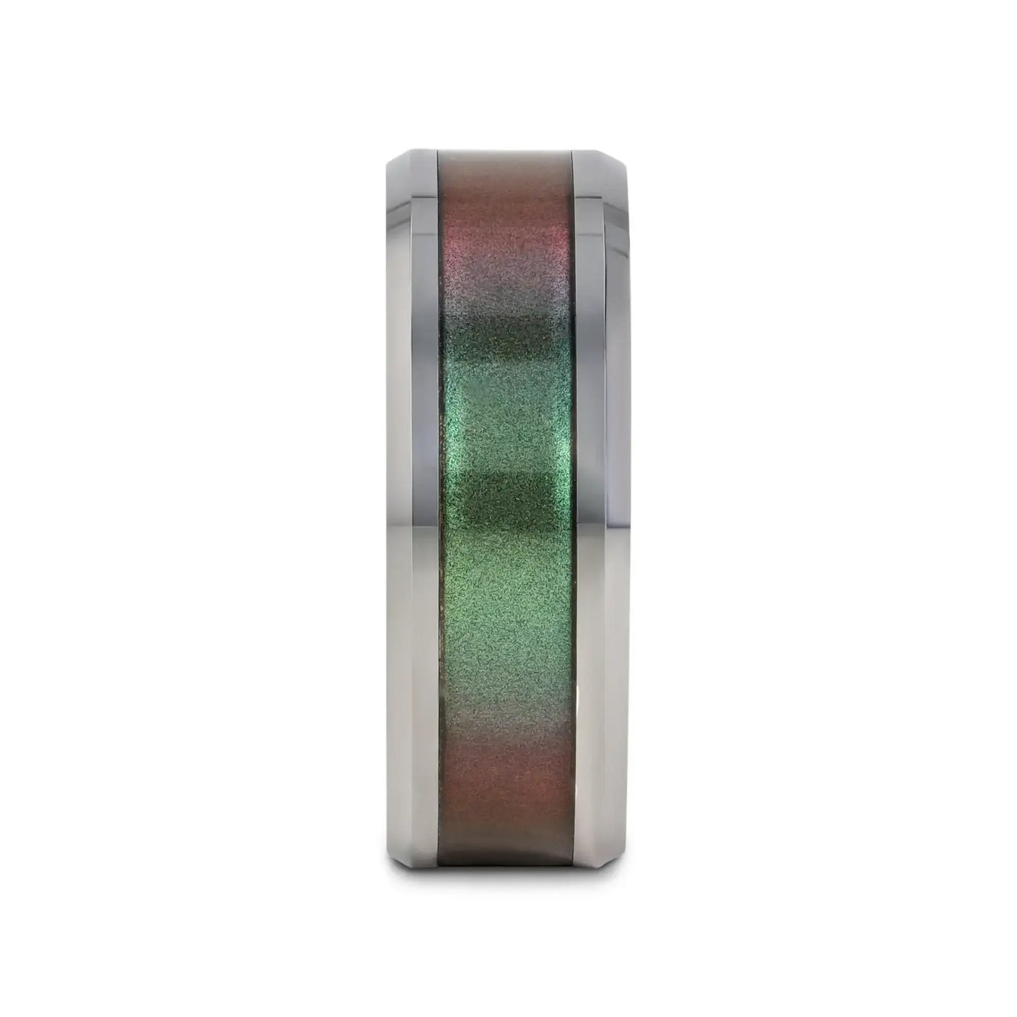 STINGRAY Tungsten Carbide Ring with Blue/Purple Color Changing Inlay - 4mm - 10mm - Larson Jewelers
