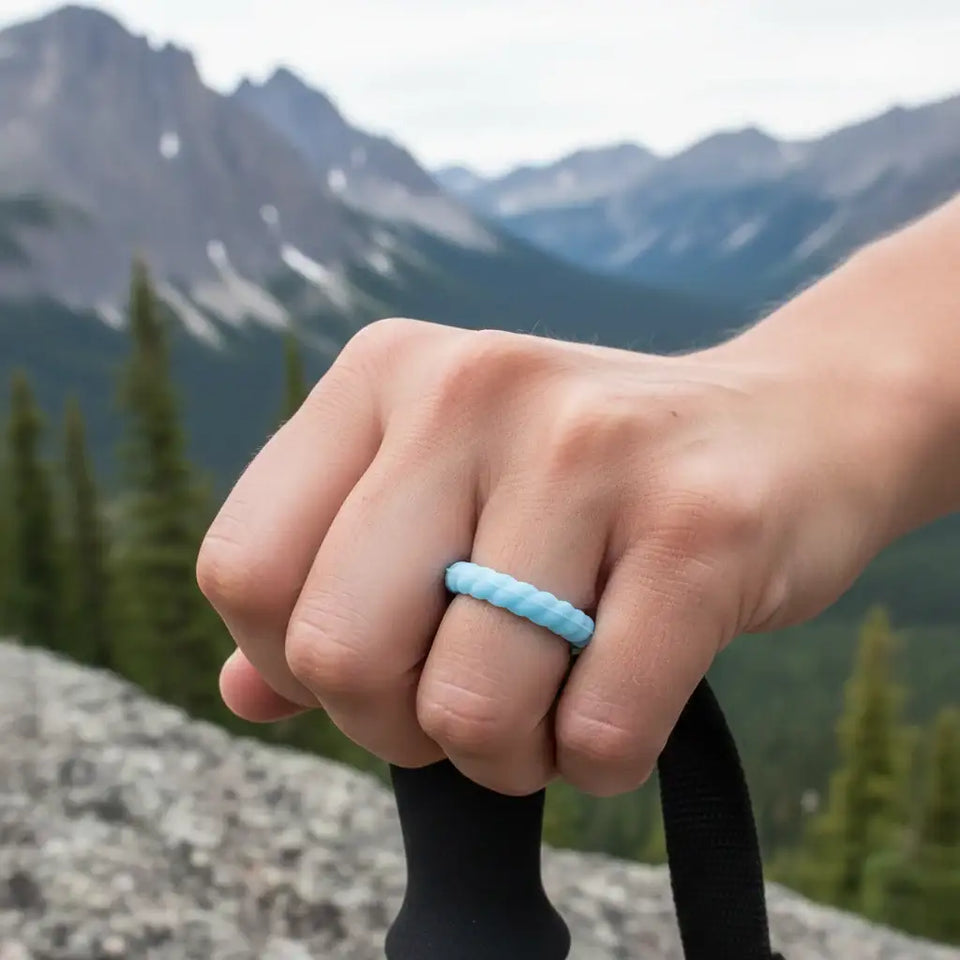 CLEO Stackable Twist Silicone Ring for Women Light blue Comfort Fit Hypoallergenic Thorsten - 2mm - Larson Jewelers