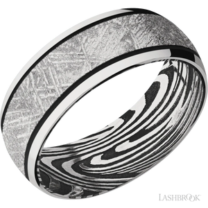 Cobalt Chrome Band with Polish Finish and Meteorite Inlay and Sunset - 8MM - Larson Jewelers