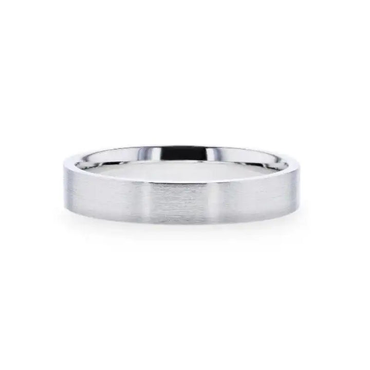ARISTA Silver Brushed Finish Flat Style Women's Wedding Band - 4mm - Larson Jewelers