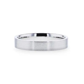 ARISTOCRAT Silver Brushed Finish Flat Style Wedding Band - 4mm & 8mm - Larson Jewelers
