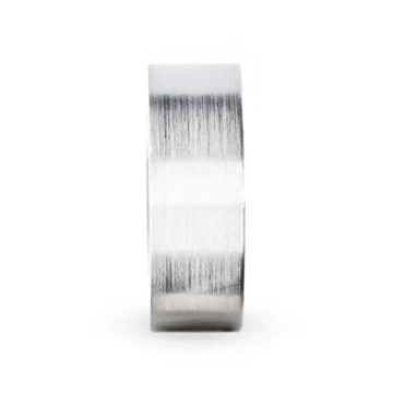 ARISTOCRAT Silver Brushed Finish Flat Style Wedding Band - 4mm & 8mm - Larson Jewelers