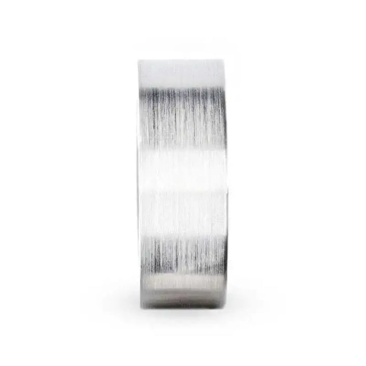 ARISTOCRAT Silver Brushed Finish Flat Style Wedding Band - 4mm & 8mm - Larson Jewelers