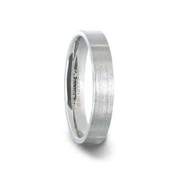 ARISTOCRAT Silver Brushed Finish Flat Style Wedding Band - 4mm & 8mm - Larson Jewelers