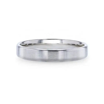 CASPER Silver Brushed Center Flat Style Wedding Band With Beveled Edges - 4mm & 8mm - Larson Jewelers