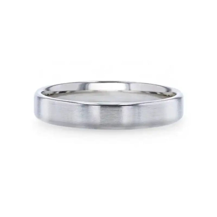 CASPER Silver Brushed Center Flat Style Wedding Band With Beveled Edges - 4mm & 8mm - Larson Jewelers