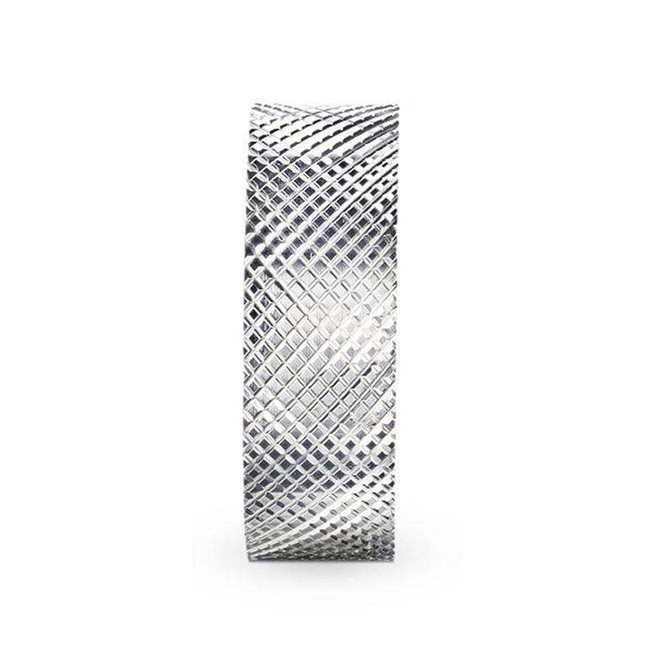 NOBLE Silver Cross-Hatched Finish Flat Style Wedding Band - 4mm & 8mm - Larson Jewelers