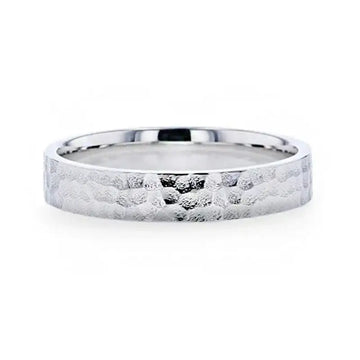 SYLVIANIA Silver Hammered Finish Flat Style Women's Wedding Band - 4mm - Larson Jewelers