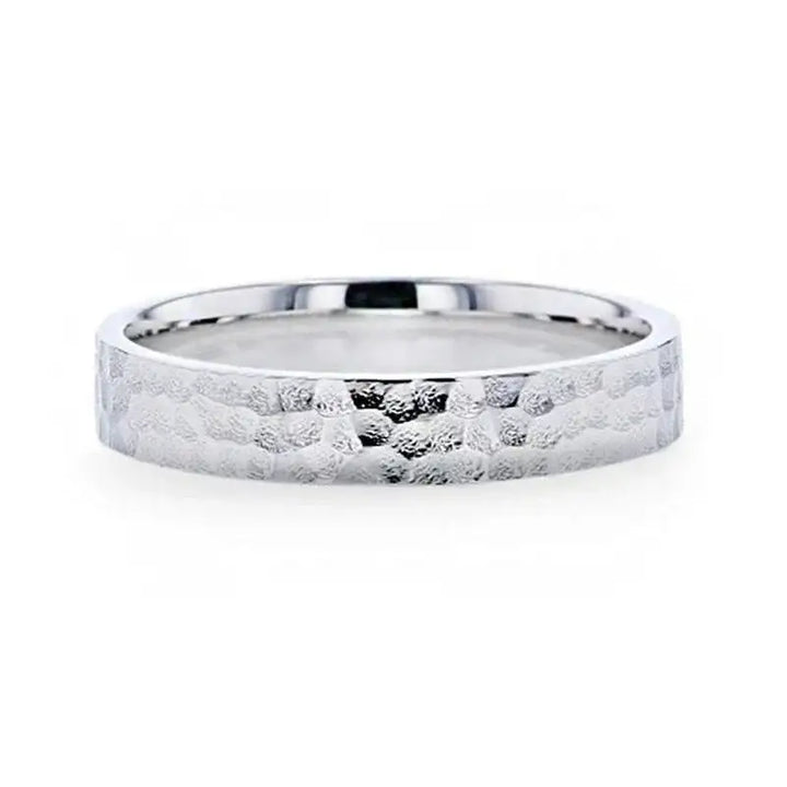 SILVERADO Silver Hammered Finish Flat Style Wedding Band - 4mm & 8mm - Larson Jewelers