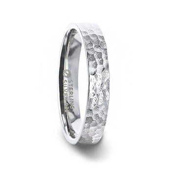 SILVERADO Silver Hammered Finish Flat Style Wedding Band - 4mm & 8mm - Larson Jewelers