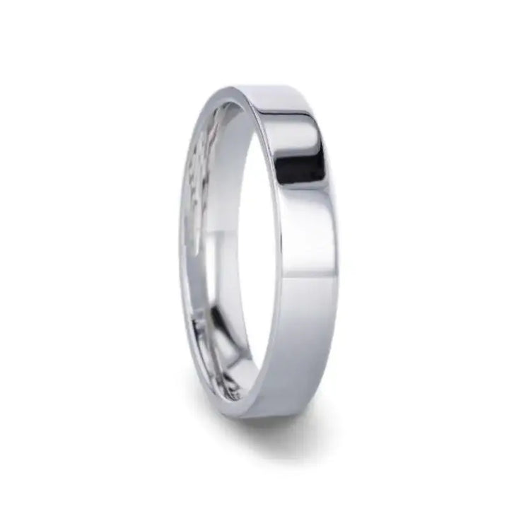ARGENTA Silver Polished Finish Flat Style Women's Wedding Band - 4mm - Larson Jewelers