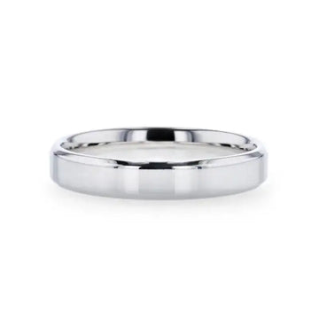 LUCID Silver Polished Finish Flat Center Wedding Band With Beveled Edges - 4mm & 8mm - Larson Jewelers