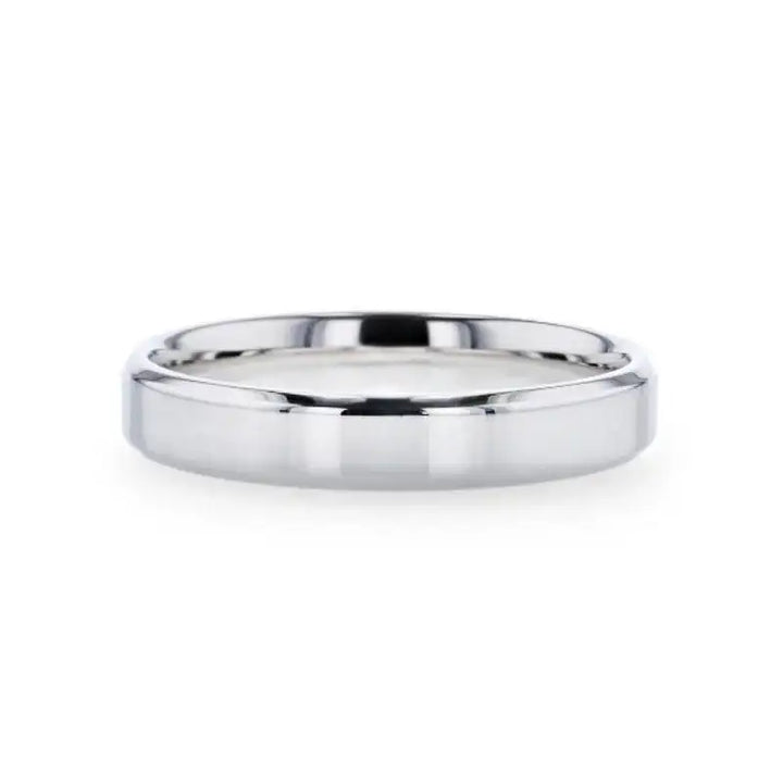 LUCID Silver Polished Finish Flat Center Wedding Band With Beveled Edges - 4mm & 8mm - Larson Jewelers