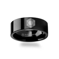 Star Wars Force Awakens First Order Ring Symbol Black Tungsten Carbide Ring - 4mm - 12mm - Larson Jewelers