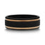 BAROQUE Black Titanium Diamond Pattern Brushed Finish Men’s Wedding Ring with Gold Milgrain Grooves – 8mm