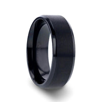 ELYSIAN Black Titanium Ring with Polished Beveled Edges and Brush Finished Center - 8mm - Larson Jewelers