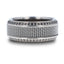 GAUNTLET Steel Chain Titanium Wedding Ring Polished Beveled Edges Set with Round Black Diamonds - 10mm - Larson Jewelers