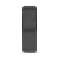 BABYLON Flat Black Titanium Ring with Brushed Raised Center & Polished Edges - 8mm