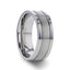 MAGNUM Flat Polished Edge Titanium Band with Offset Grooves and Satin Center - 8mm - Larson Jewelers