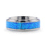 GALAXY Titanium Polished Beveled Edge with Blue Green Opal Inlay - 8mm - Larson Jewelers