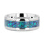 ANDROMEDA Titanium Polished Beveled Edge with Blue Green Opal Inlay - 8mm - Larson Jewelers