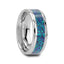 ANDROMEDA Titanium Polished Beveled Edge with Blue Green Opal Inlay - 8mm - Larson Jewelers