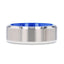 ARCTIC Flat Beveled Edges Titanium Ring with Brushed Center and Vibrant Blue Inside - 8mm - Larson Jewelers