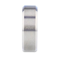 ARCTIC Flat Beveled Edges Titanium Ring with Brushed Center and Vibrant Blue Inside - 8mm - Larson Jewelers