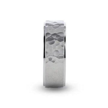 MINISTER Titanium Ring with Raised Hammered Finish and Polished Step Edges - 8mm - Larson Jewelers