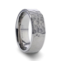 MINISTER Titanium Ring with Raised Hammered Finish and Polished Step Edges - 8mm - Larson Jewelers