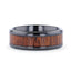 DOMINICA Black Titanium Band with Polished Bevels and Exotic Mahogany Hard Wood Inlay - 8mm - Larson Jewelers