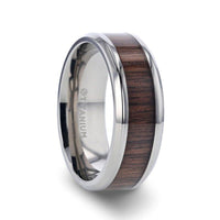 SCOTIA Beveled Titanium Ring with Black Walnut Wood Inlay - 8mm - Larson Jewelers