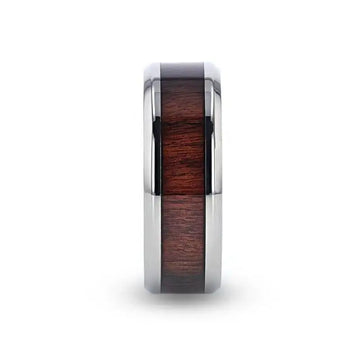 TALI Beveled Titanium Ring with Rosewood Inlay - 8mm - Larson Jewelers