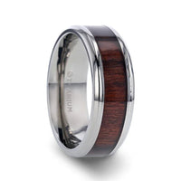 TALI Beveled Titanium Ring with Rosewood Inlay - 8mm - Larson Jewelers