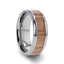 RUBRA Red Oak Wood Inlaid Titanium Ring with Bevels - 8mm - Larson Jewelers