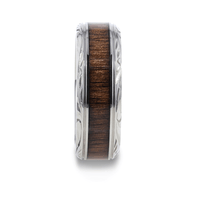 ROSENTRA Rosewood Inlay with Intricate Beveled Edges Titanium Polished Wedding Ring - 8mm - Larson Jewelers