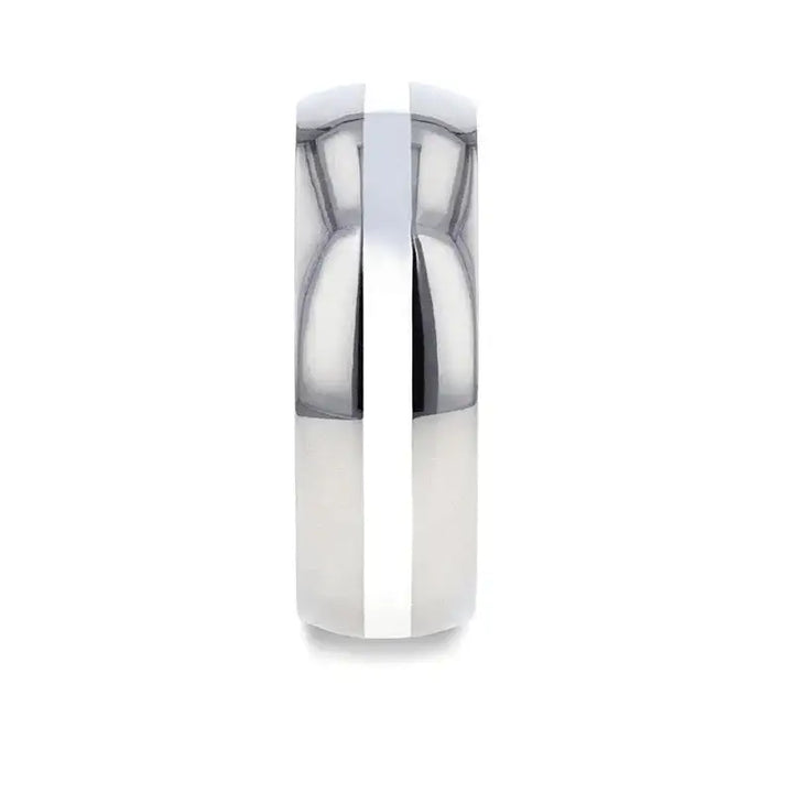 ZILVER Silver Inlay Titanium Wedding Ring with Domed Polished Edges - 6mm & 8mm - Larson Jewelers