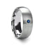 MELANTHIOS Men’s Domed Brushed Tungsten Wedding Ring with Blue Diamond Center - 6mm & 8mm - Larson Jewelers