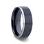ATNOS Brushed Black Center Polished Beveled Edges Men’s Titanium Wedding Ring - 6mm & 8mm - Larson Jewelers