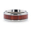 NORRO Titanium Polished Beveled Edges Padauk Wood Inlaid Men’s Wedding Band - 6mm & 8mm - Larson Jewelers